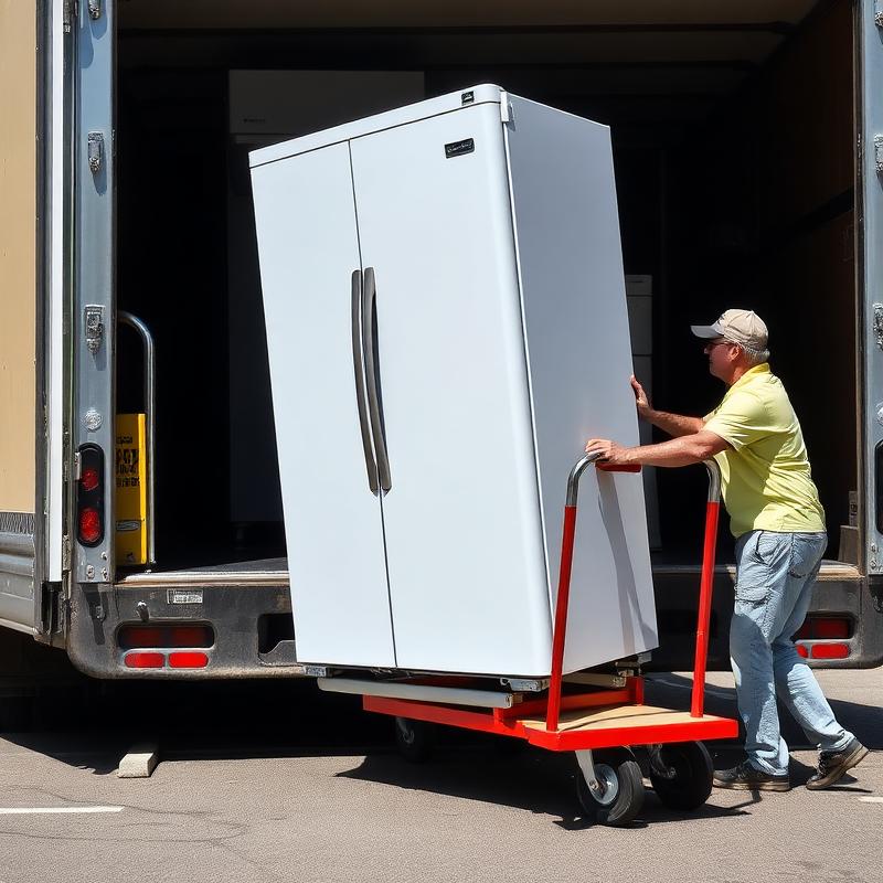 Transporte de geladeira com carrinho